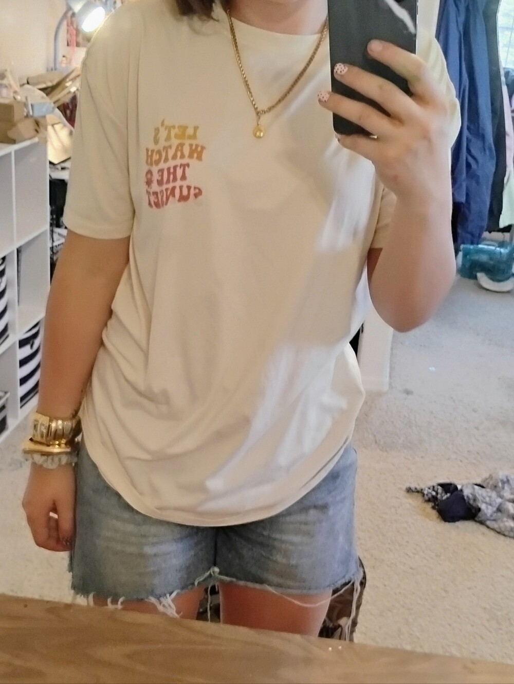 Men's White Graphic Tee - "Let's Watch the Sunset" - Picture 4 of 4